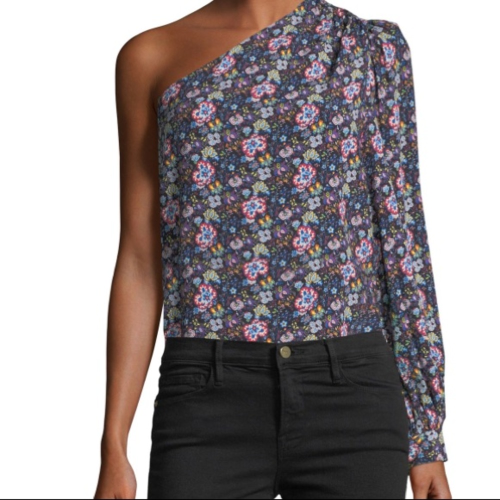 Frame one shoulder floral blouse